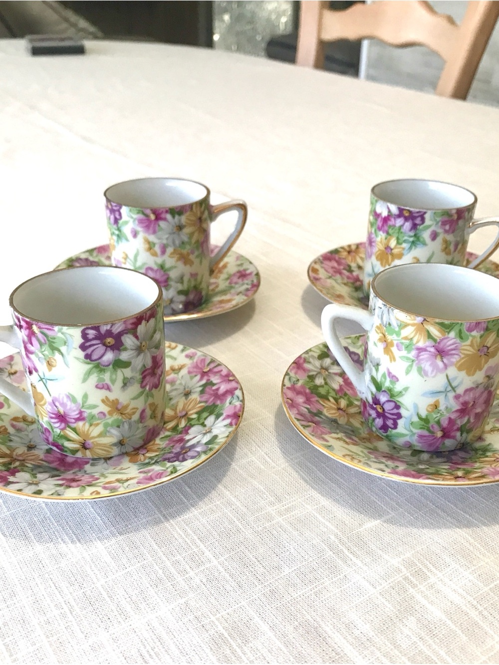 Vintage Chintz Porcelain Japan Set - Demitasse Set